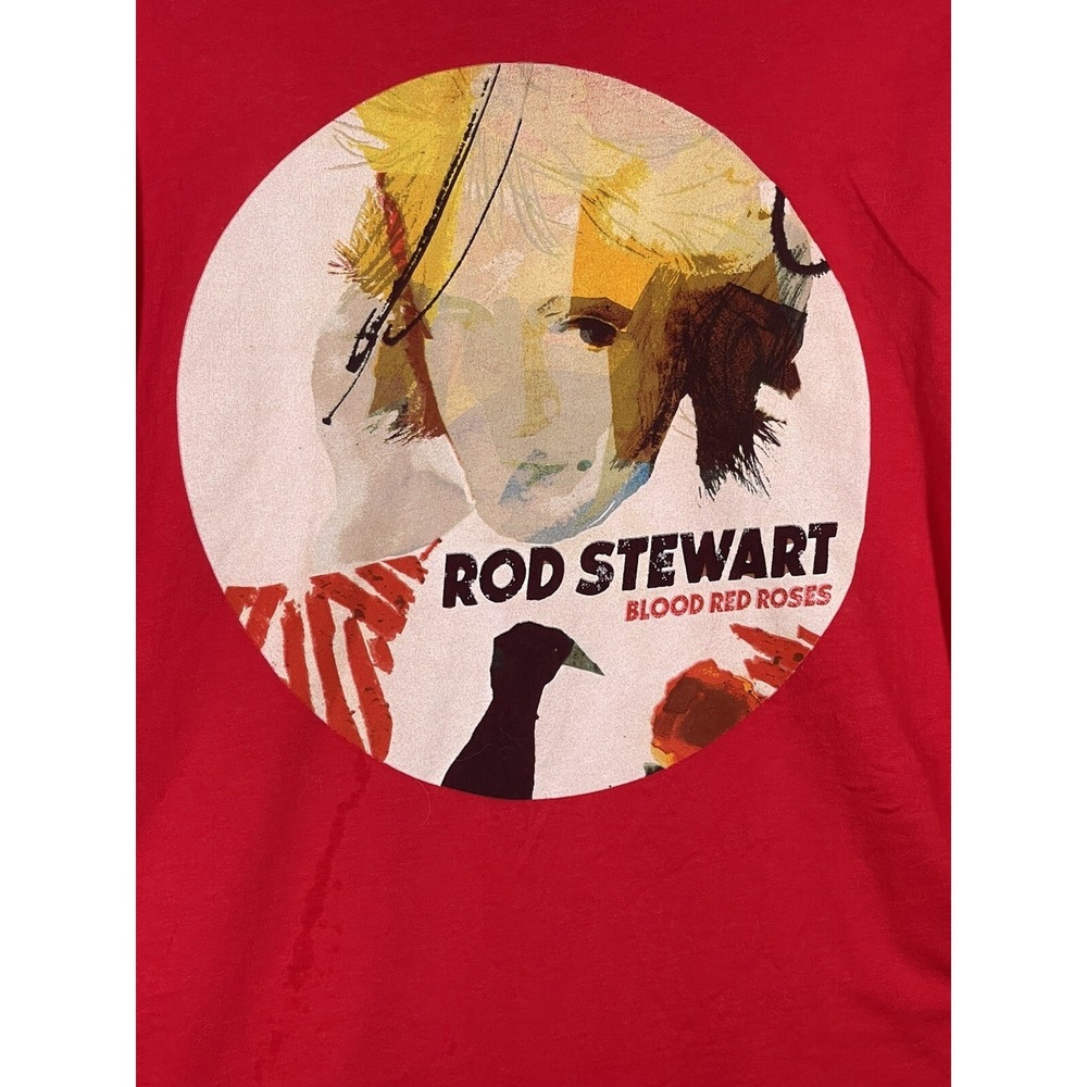 Rod Stewart Blood Red Roses Tee Shirt Red Size Large Graphic T Shirt Concert